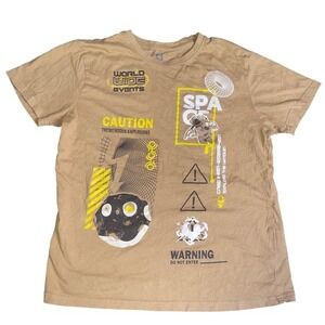 Southpole Graphic T-Shirt Space Caution World Wide Events Short Sleeve Tee Small